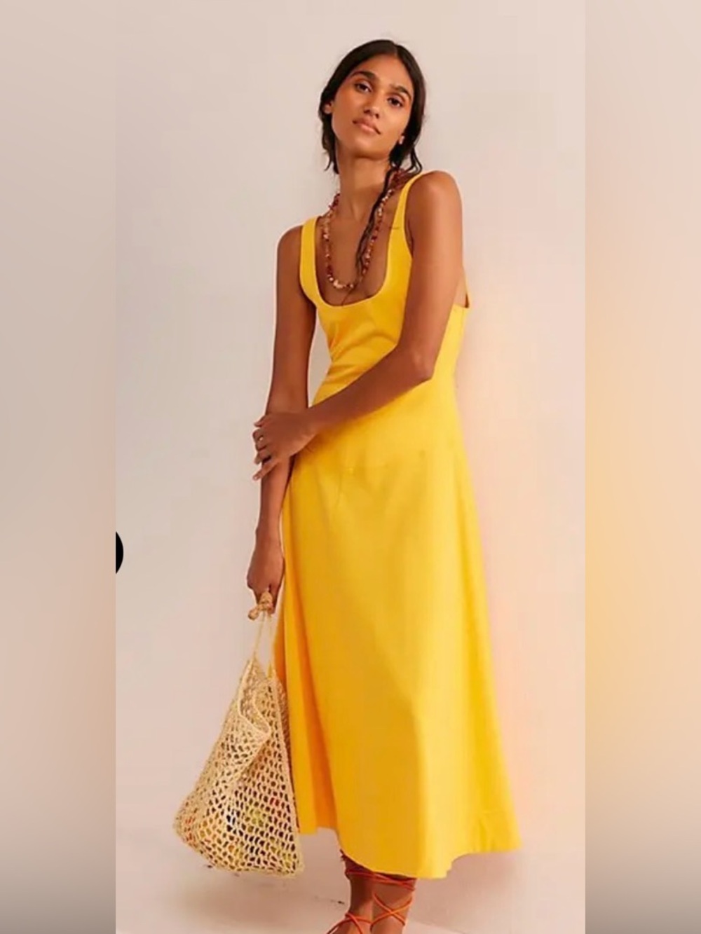Free People Beach Darcy Midi  Dress in Citrus, size XL, EUC